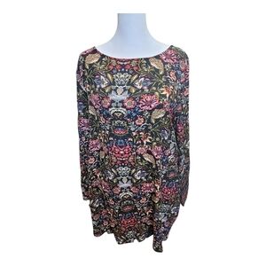 J. Jill Women's Size Large Floral Rayon Lightweight Long Sleeve Pullover Blouse
